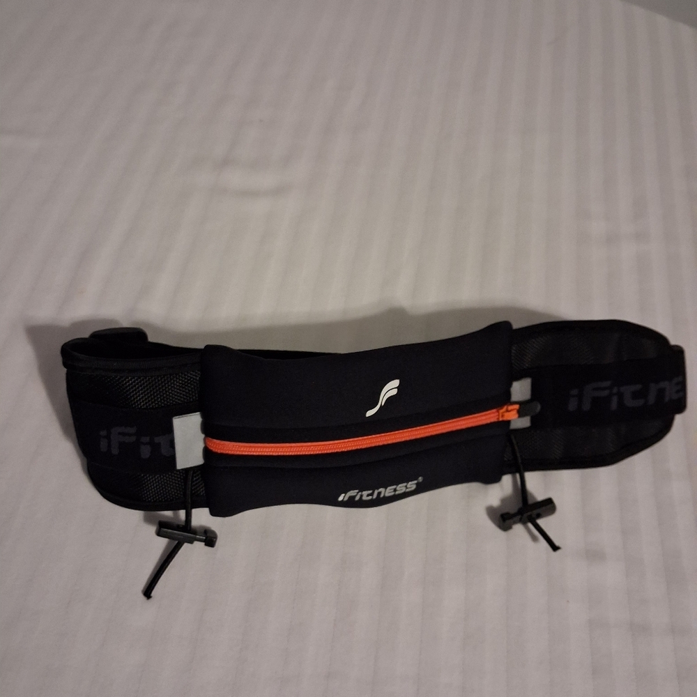 iFitness Black Running Belt with Orange Zipper